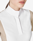 Equestro Women's Short Sleeve Competition Shirt with Mesh Inserts, Cobblestone