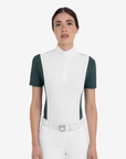 Equestro Women's Short Sleeve Competition Shirt with Mesh Inserts, Pine Grove