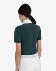 Equestro Women's Short Sleeve Competition Shirt with Mesh Inserts, Pine Grove