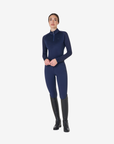 Equestro Women's Slim Fit Technical Long Sleeve Base Layer, Navy