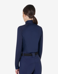 Equestro Women's Slim Fit Technical Long Sleeve Base Layer, Navy