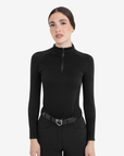 Equestro Women's Technical Knit Long Sleeve Training Shirt w/ 1/4 Zip, Black