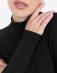 Equestro Women's Technical Knit Long Sleeve Training Shirt w/ 1/4 Zip, Black
