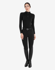 Equestro Women's Technical Knit Long Sleeve Training Shirt w/ 1/4 Zip, Black