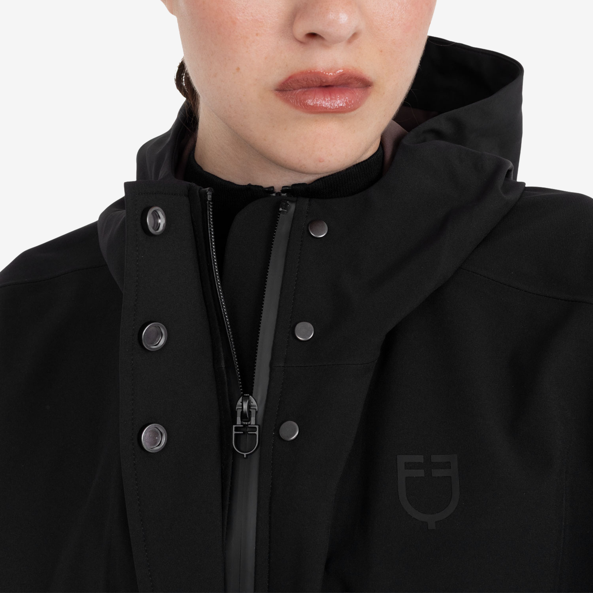 Equestro Women's Technical Rain Cape, Black