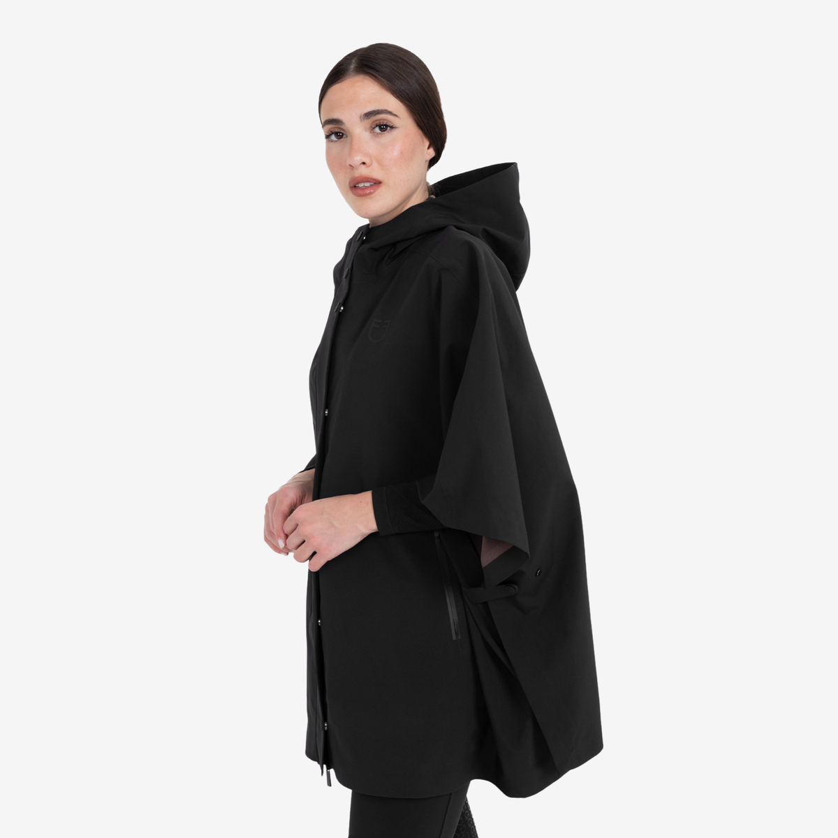 Equestro Women's Technical Rain Cape, Black