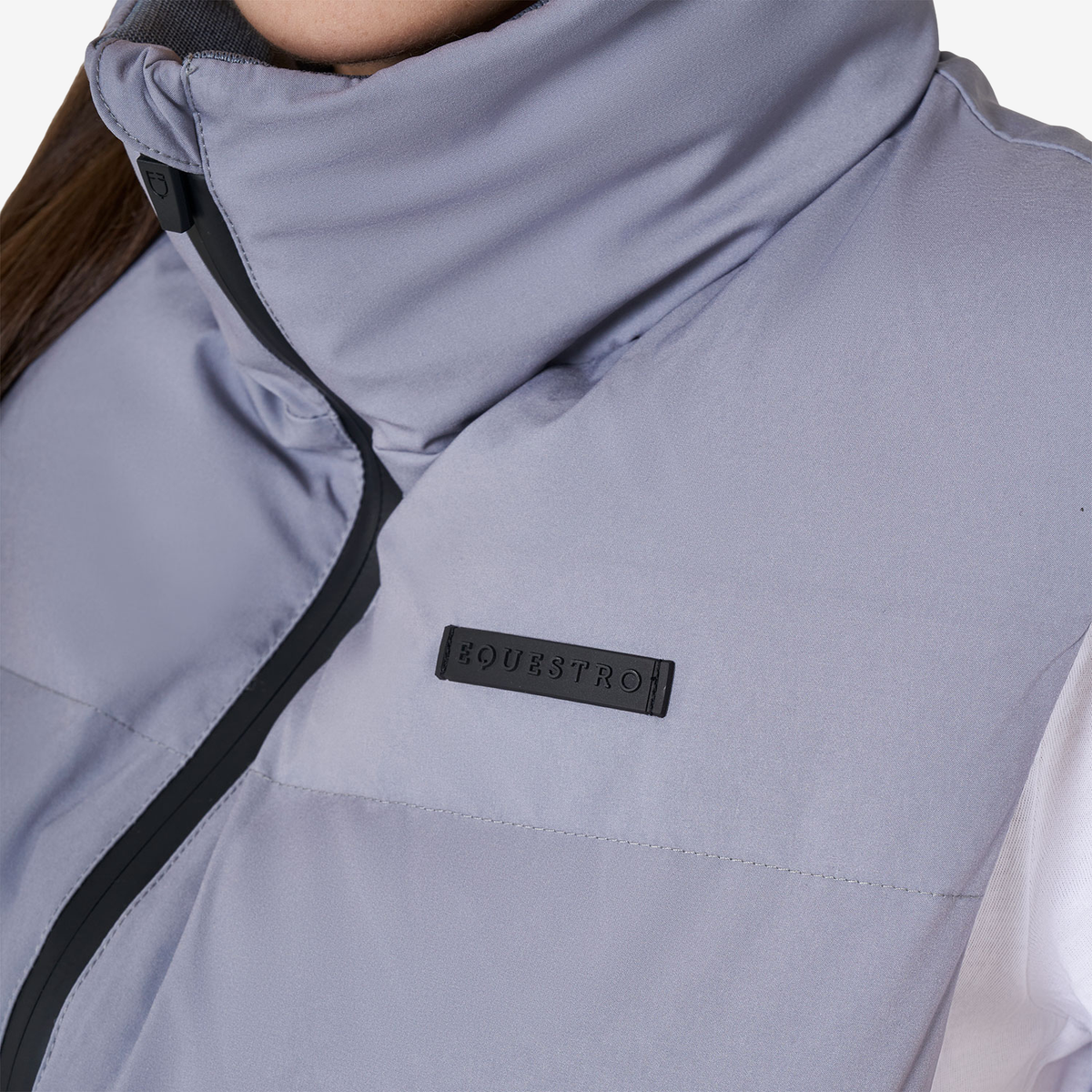 Equestro Women's Vest with Padded High Collar, Frost Grey