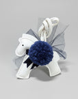 Billy's Blue Ribbon Horse Bag Charm, White Bling