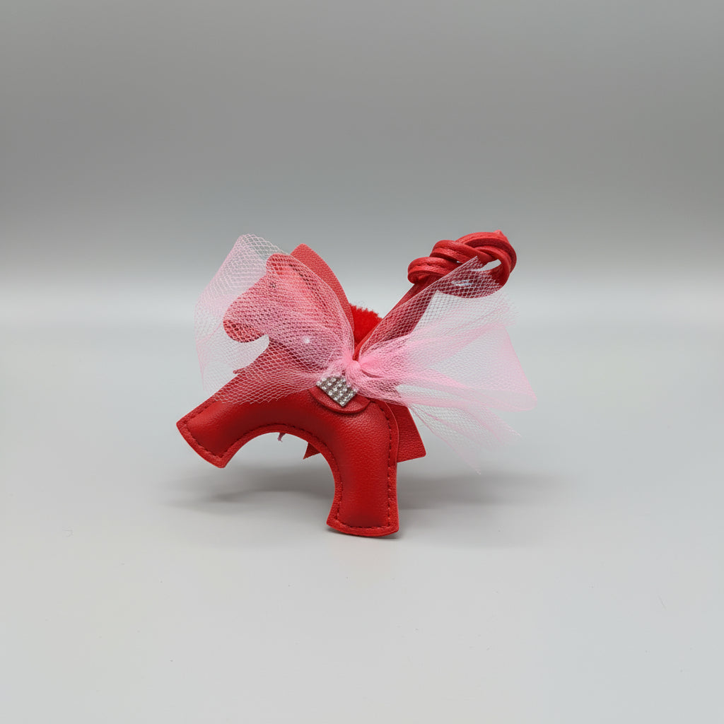 Billy&#39;s Blue Ribbon Horse Bag Charm with Bling, Red