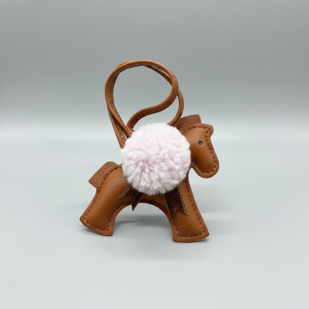 Billy&#39;s Blue Ribbon Horse Bag Charm, Chestnut/Pink