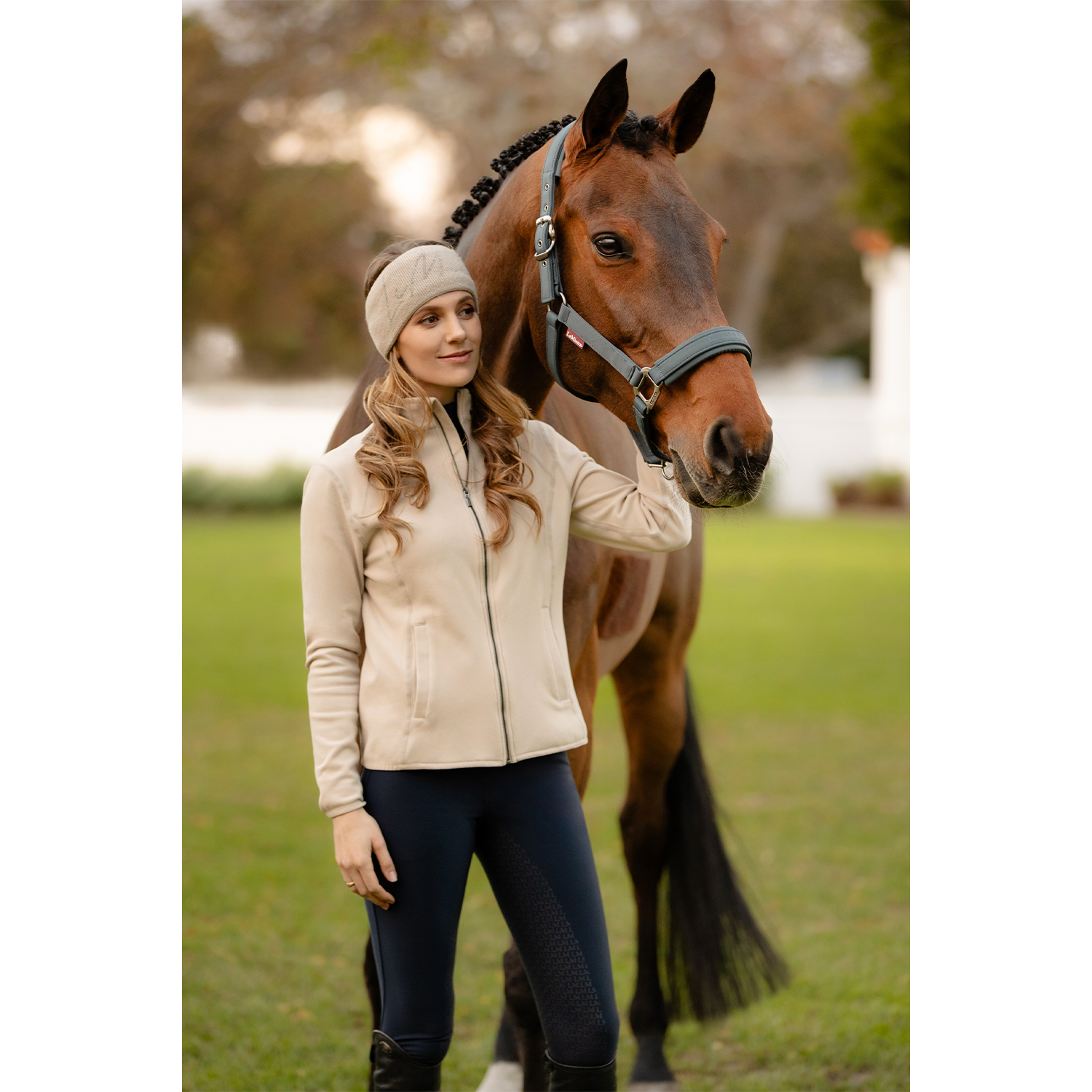 LeMieux Faye Ladies Long Sleeve Full Zip Sweatshirt, Stone