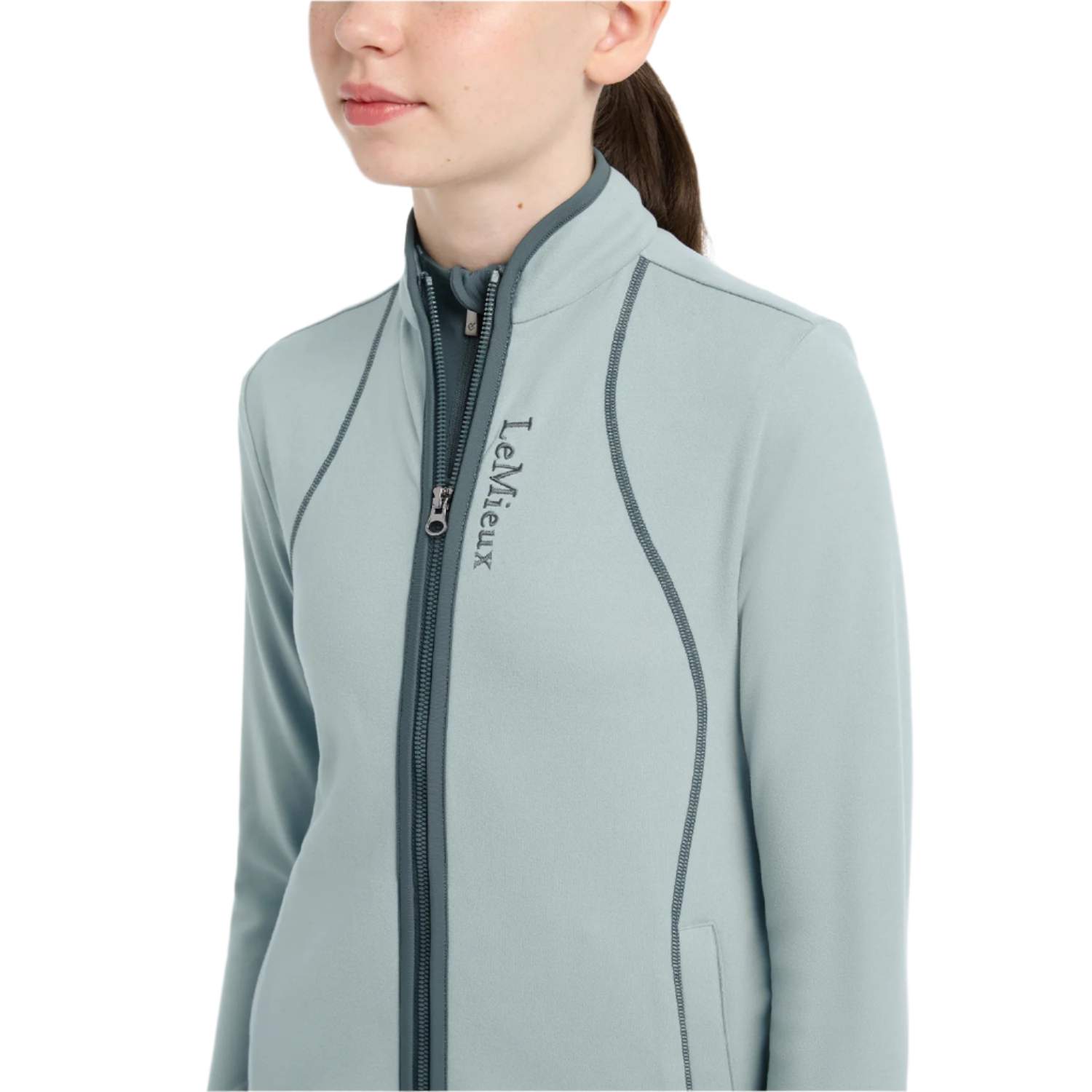 LeMieux Felicity Young Rider Fleece Zip Up Sweatshirt, Glacier