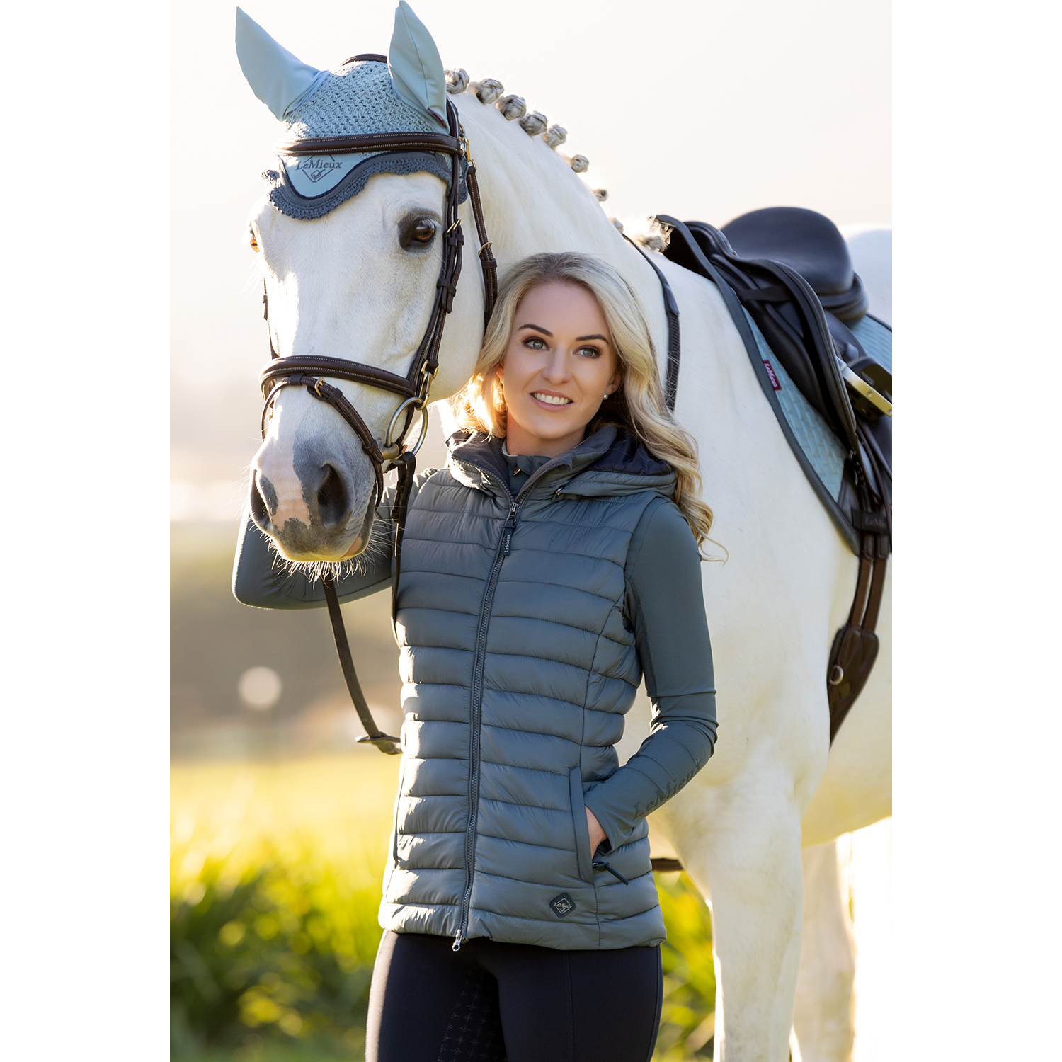 LeMieux Tilly Ladies Hooded Puffer Vest, Petrol