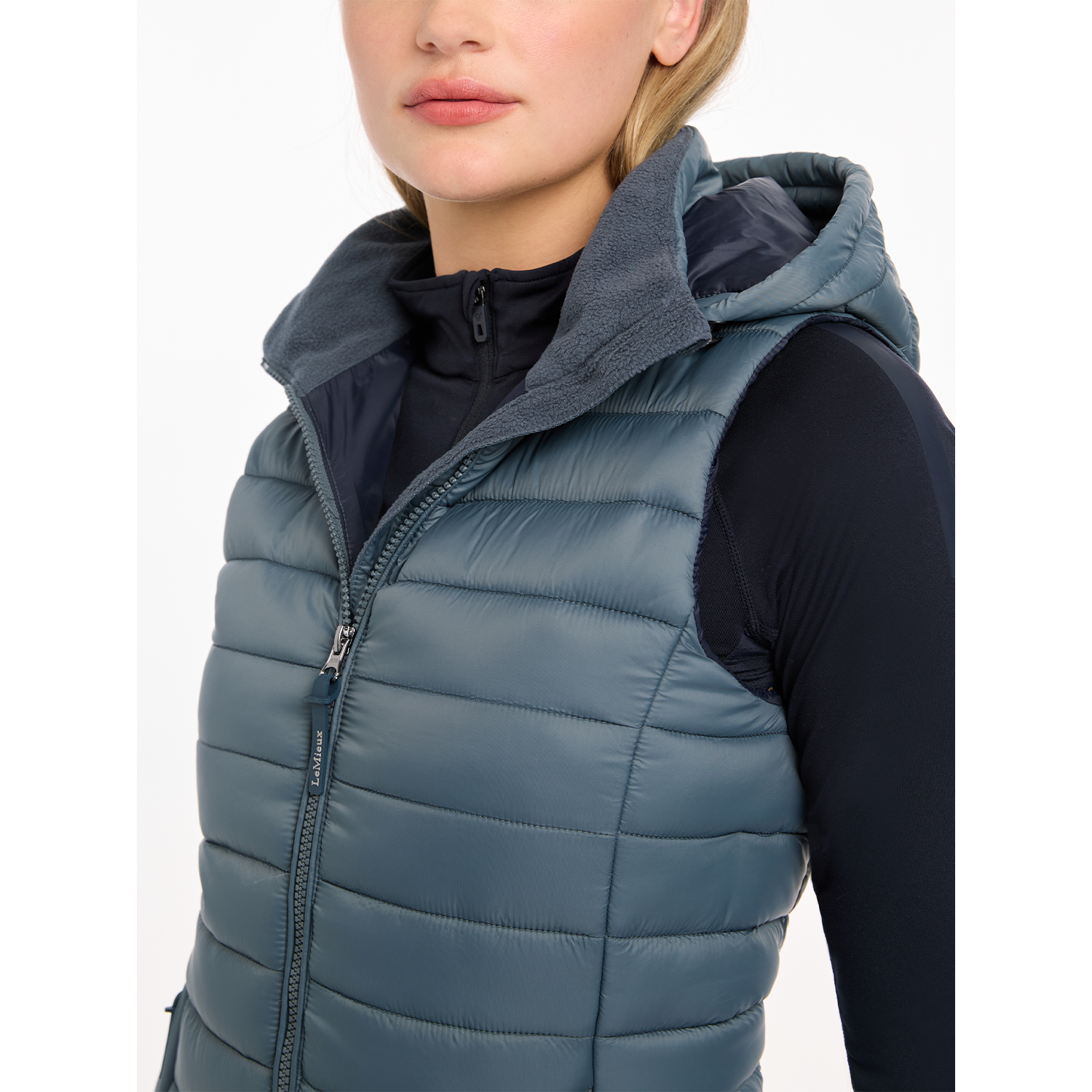 LeMieux Tilly Ladies Hooded Puffer Vest, Petrol