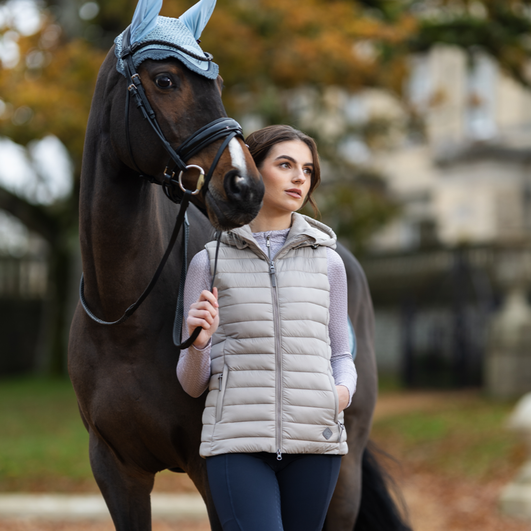 LeMieux Tilly Ladies Hooded Puffer Vest, Ash