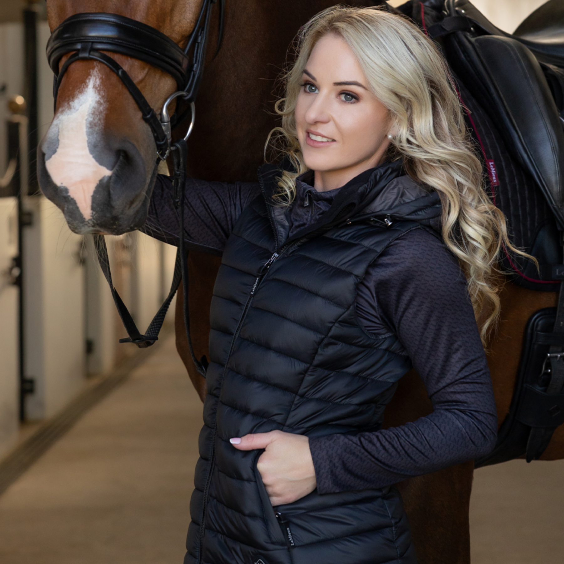 LeMieux Tilly Ladies Hooded Puffer Vest, Black