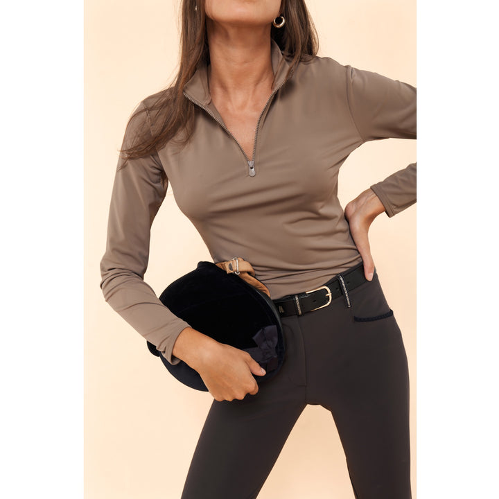 Dada Sport Indie New Ladies Long Sleeve Polo Shirt, Taupe