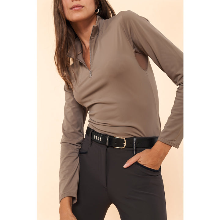 Dada Sport Indie New Ladies Long Sleeve Polo Shirt, Taupe