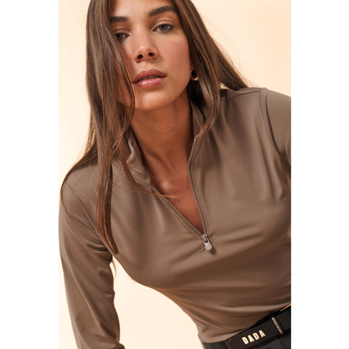 Dada Sport Indie New Ladies Long Sleeve Polo Shirt, Taupe