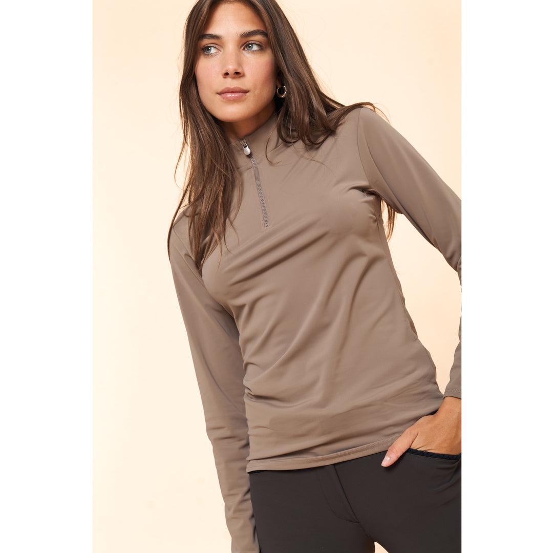 Dada Sport Indie New Ladies Long Sleeve Polo Shirt, Taupe