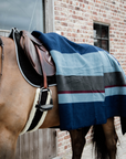 Kentucky Horsewear Heavy Fleece Rug Square Stripes, Navy/Grey