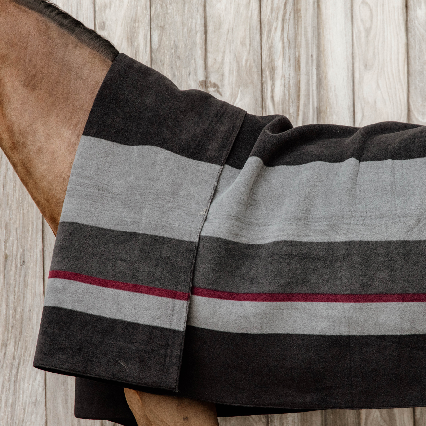 Kentucky Horsewear Heavy Fleece Rug Square Stripes, Black/Grey