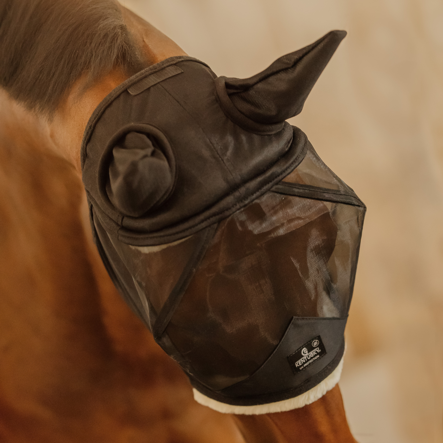 Kentucky Horsewear Fly Mask Skin Friendly With Ears, Black