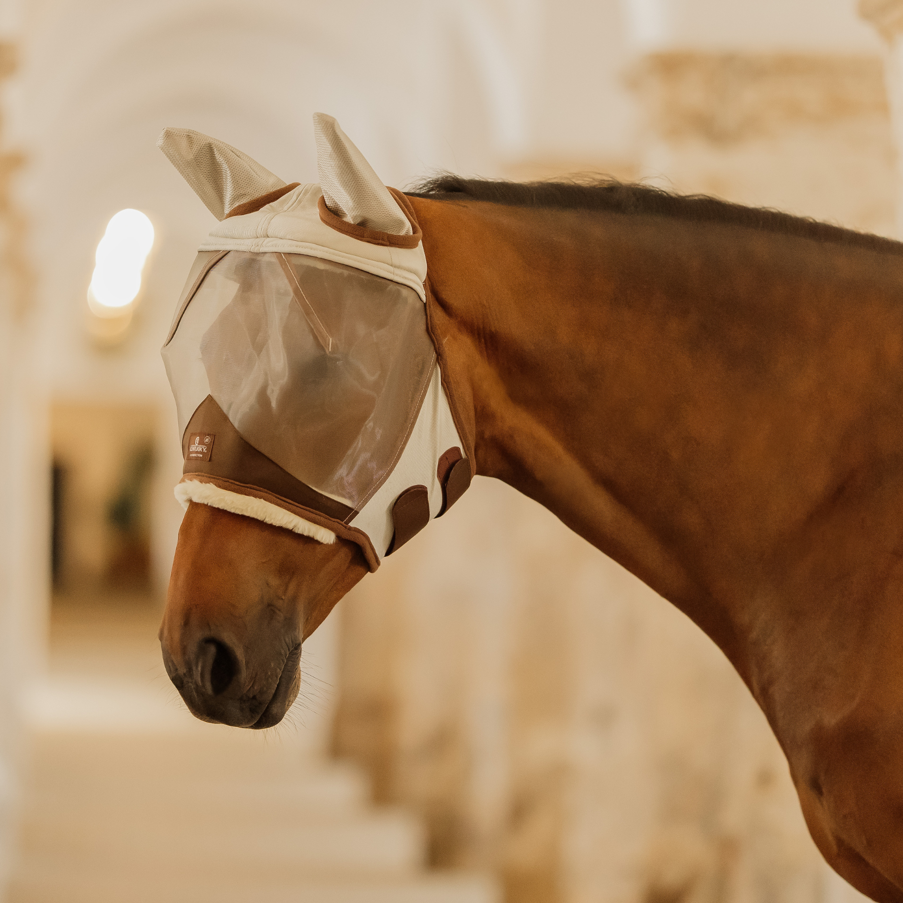 Kentucky Horsewear Fly Mask Skin Friendly With Ears, Silver