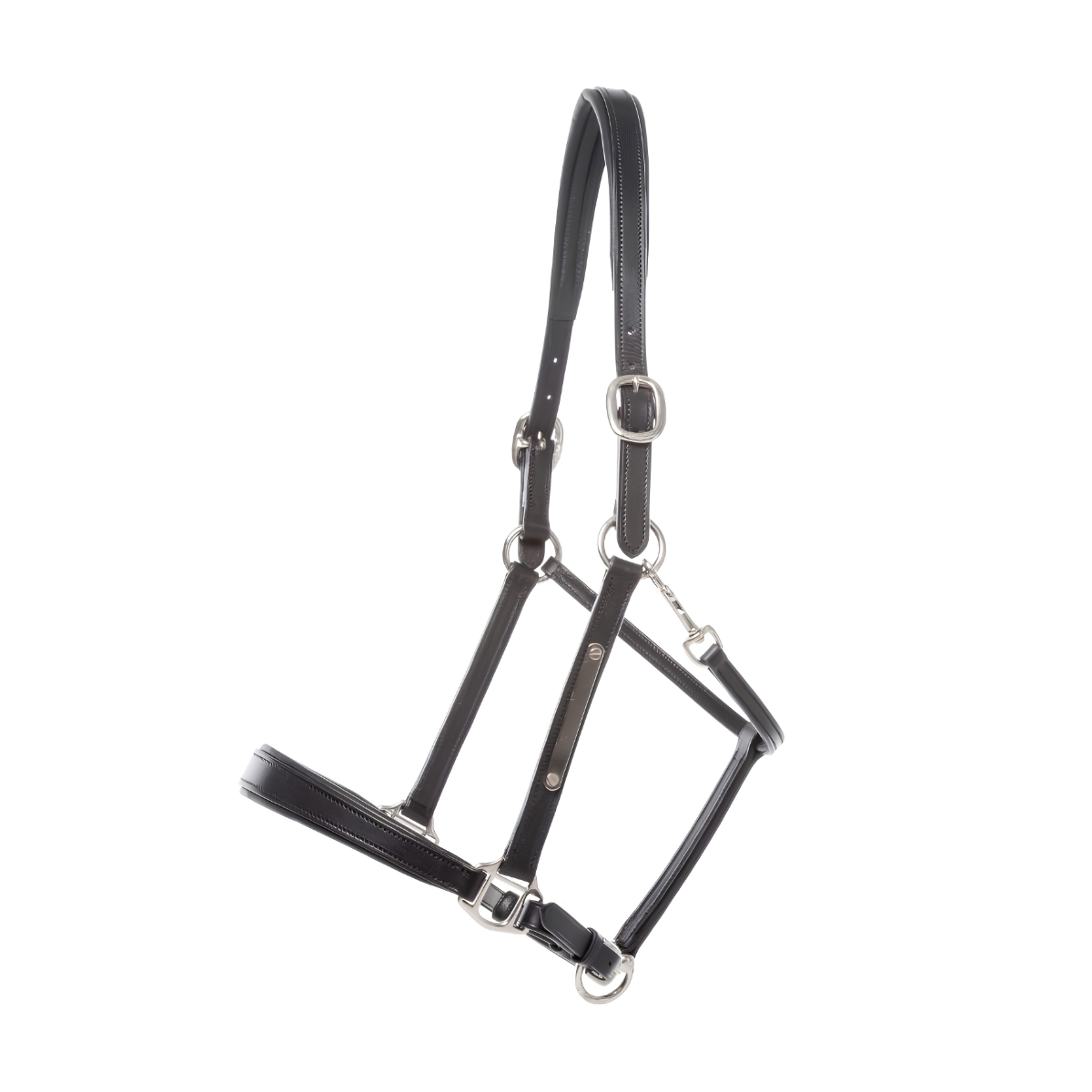 Kavalkade Bennett Leather Halter, Black with Silver