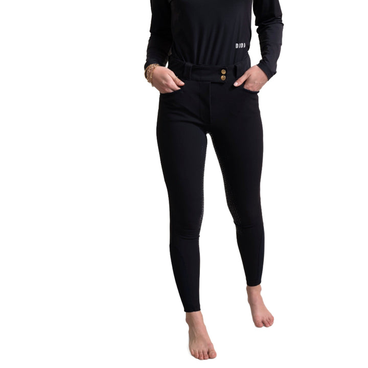 Dada Sport Kit Ladies Shaping High Rise Riding Pants Knee Grip, Black