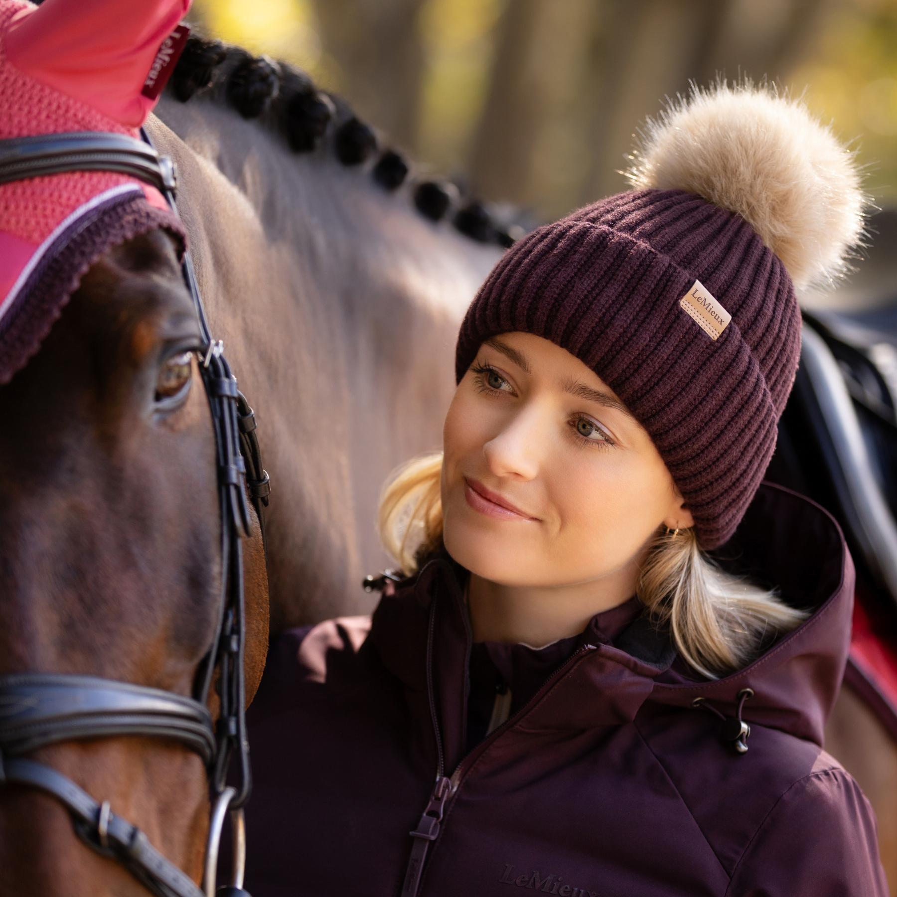 LeMieux Clara Rib Beanie, Damson