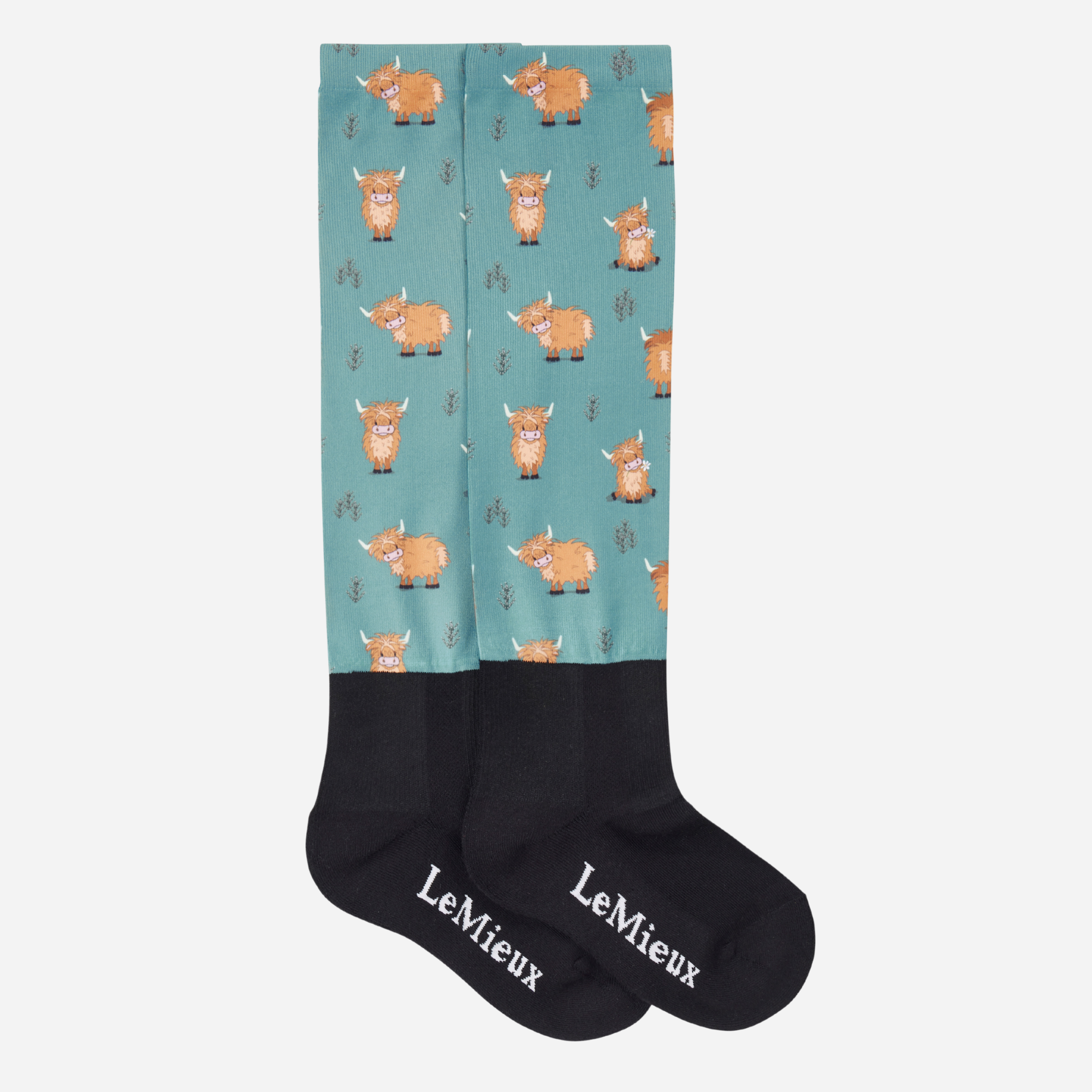 LeMieux Footsie Socks Highland Cow/Aloe
