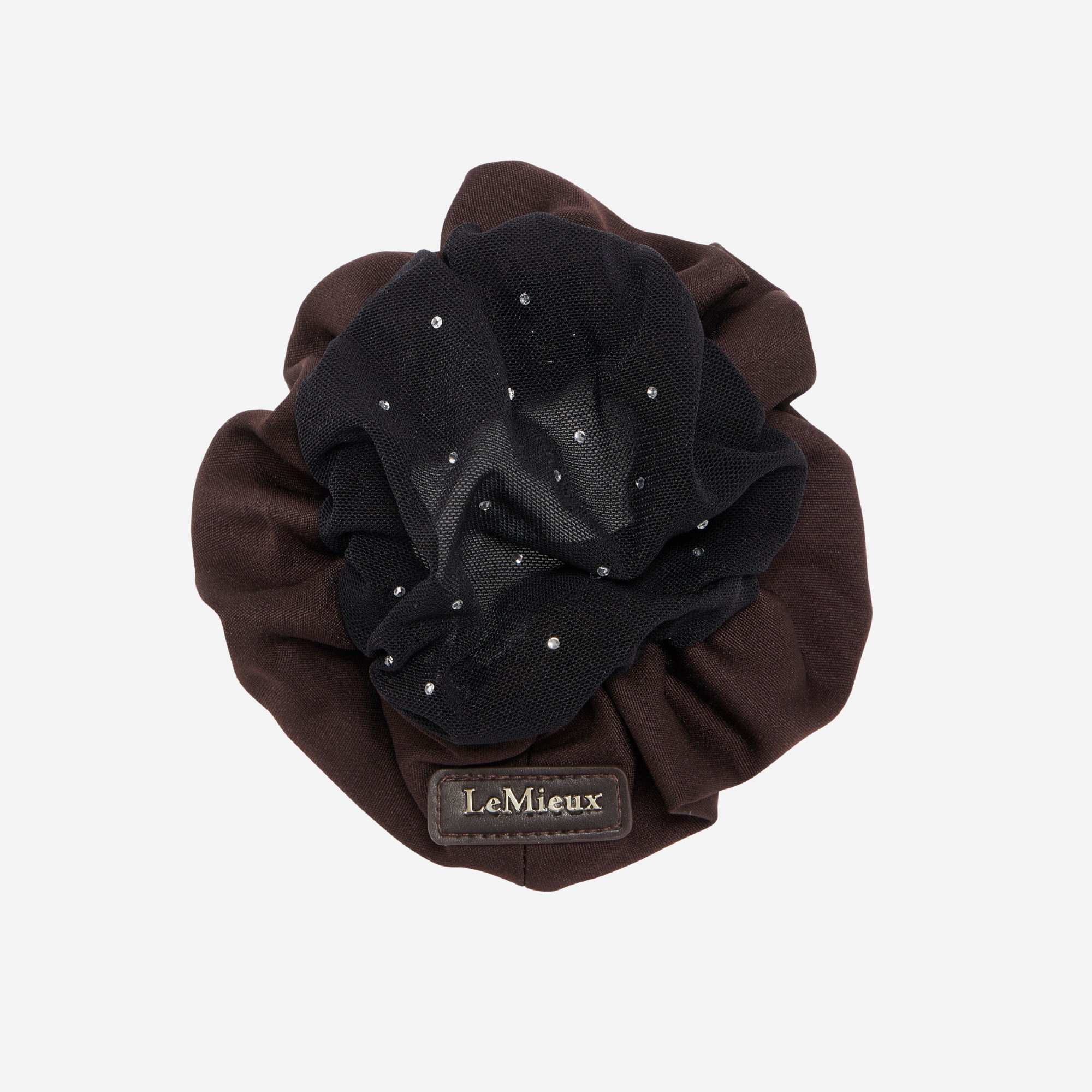 LeMieux Scrunchie with Crystal Hair Net, Brown/Black