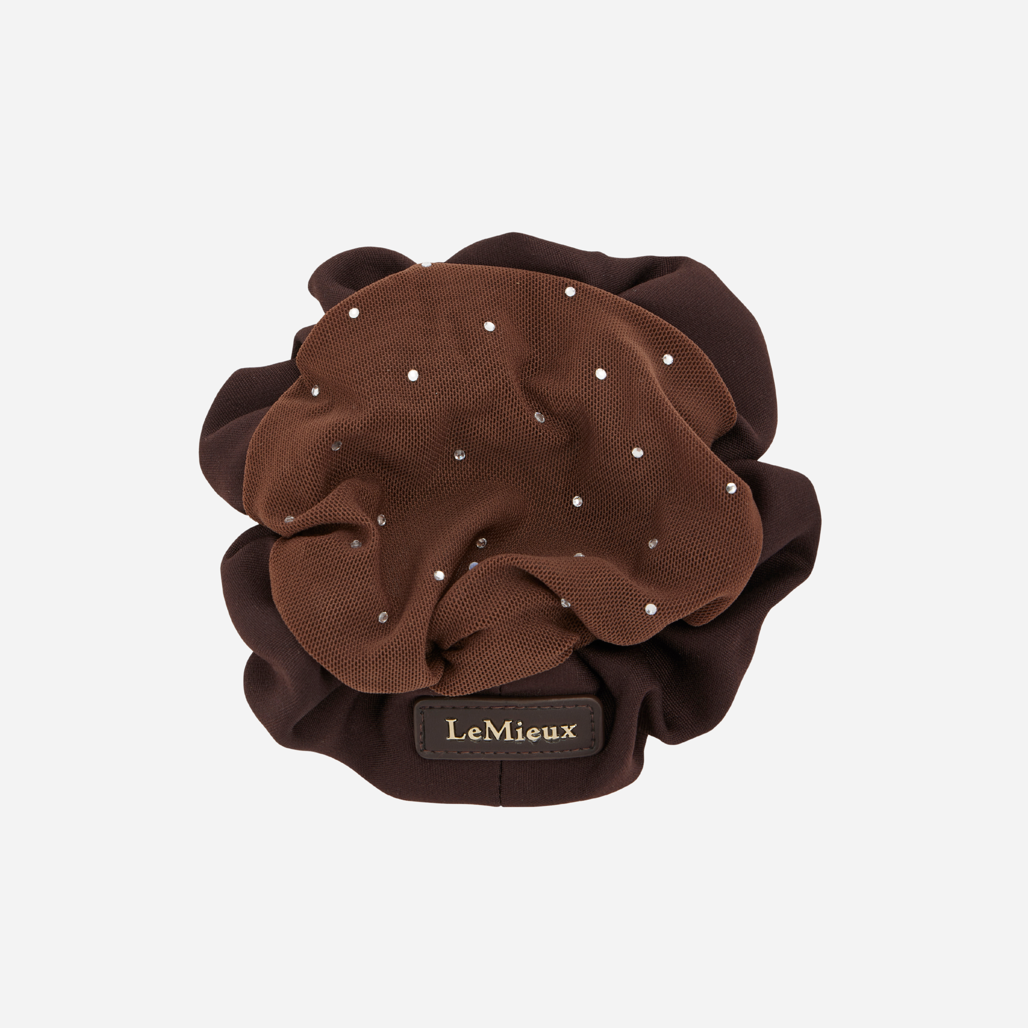 LeMieux Scrunchie with Crystal Hair Net, Brown/Brown
