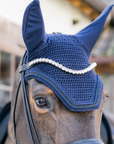 Kentucky Horsewear Soundless Fly Veil Wellington with Metal Chain, Navy