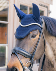 Kentucky Horsewear Soundless Fly Veil Wellington with Metal Chain, Navy