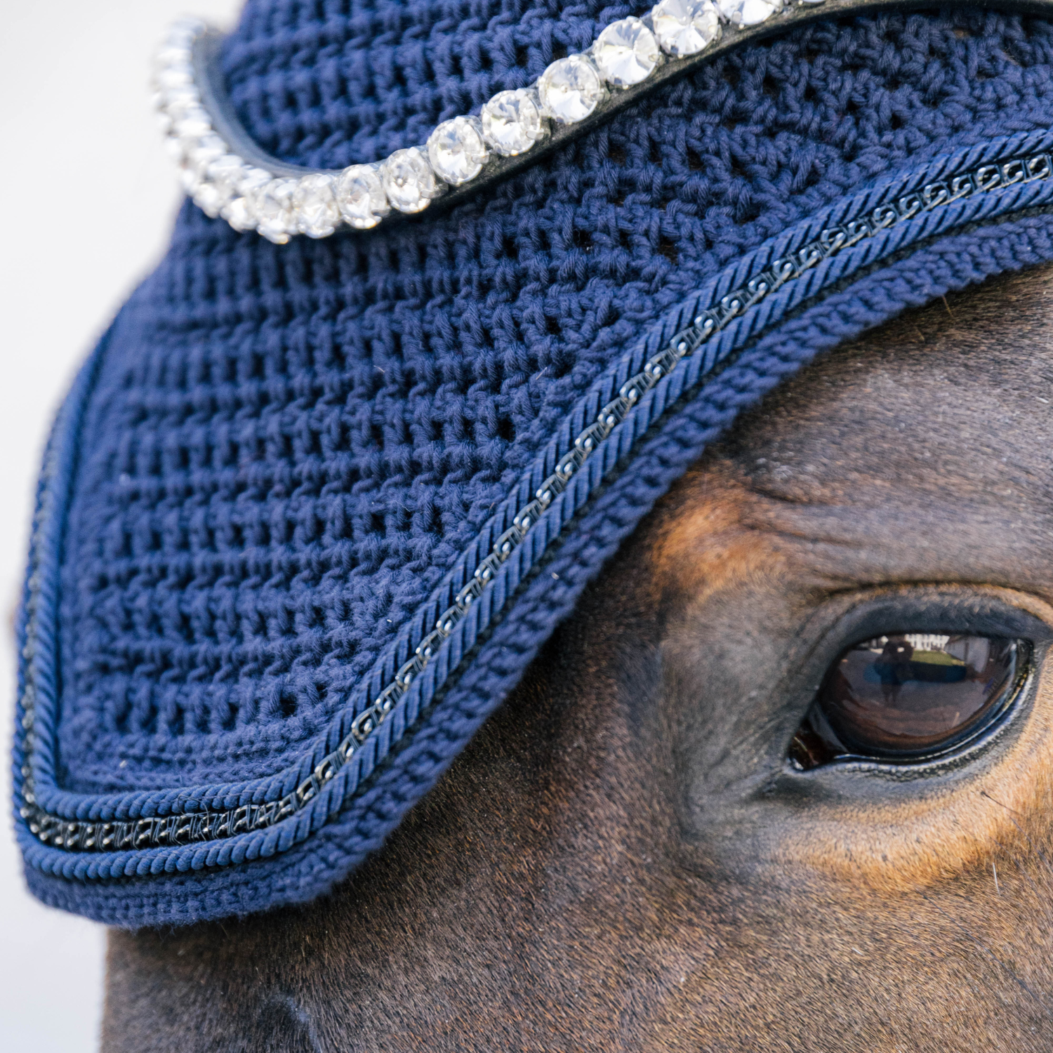 Kentucky Horsewear Soundless Fly Veil Wellington with Metal Chain, Navy