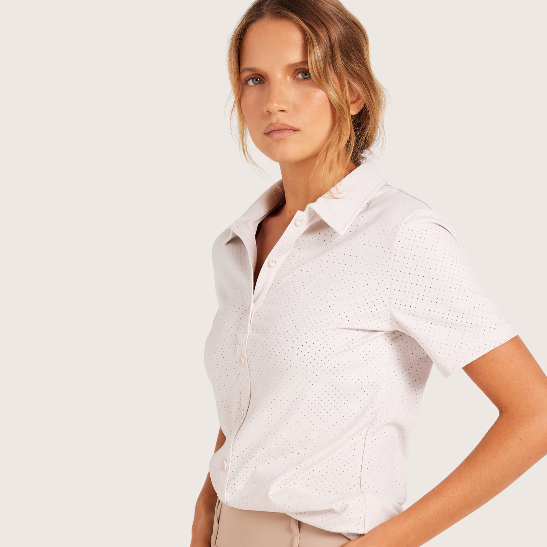 Milrey CALLIE Ladies Short Sleeve Blouse, Stone