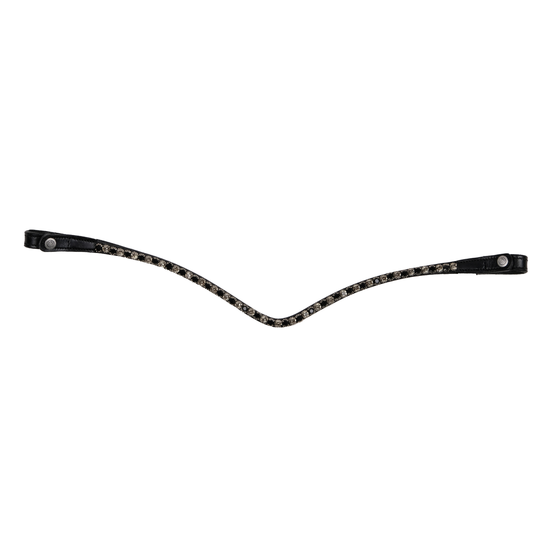 Montar Fair Curved Black Crystal Snap-On Browband, Black Leather