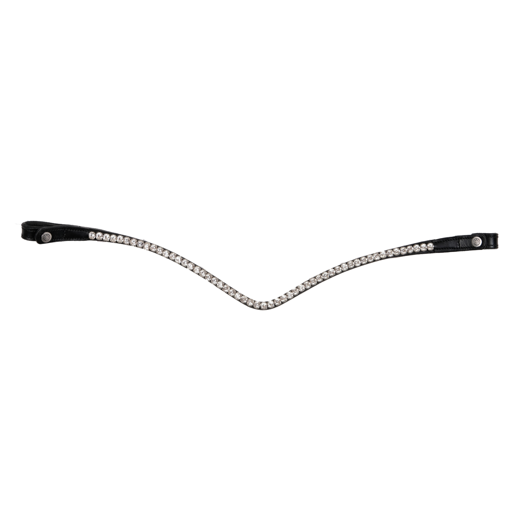 Montar Fair Curved Clear Crystal Snap-On Browband, Black Leather