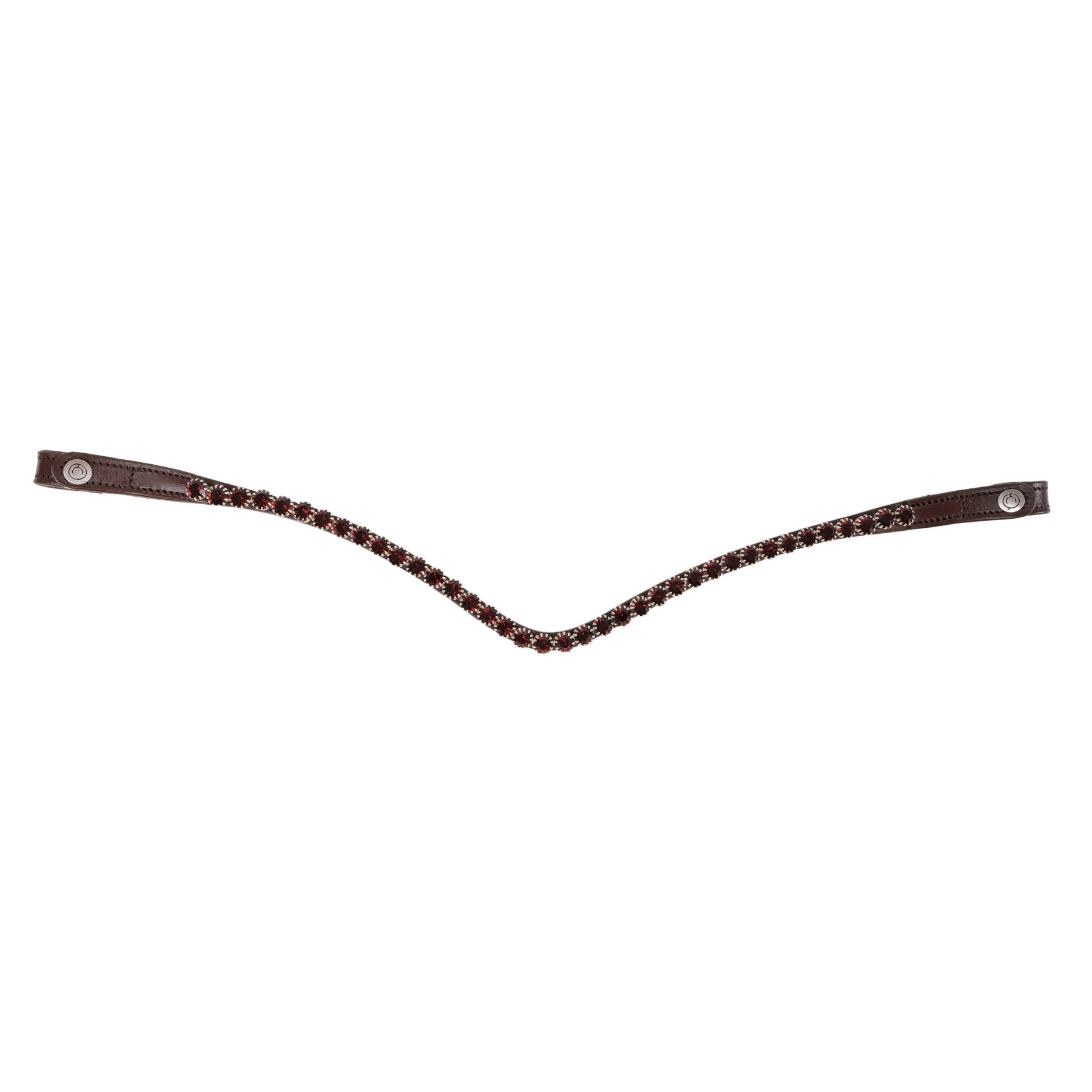 Montar Plum Crystal Snap-On Browband, Brown Leather