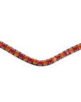 Montar Fair Curved Red Crystal Snap-On Browband, Black Leather