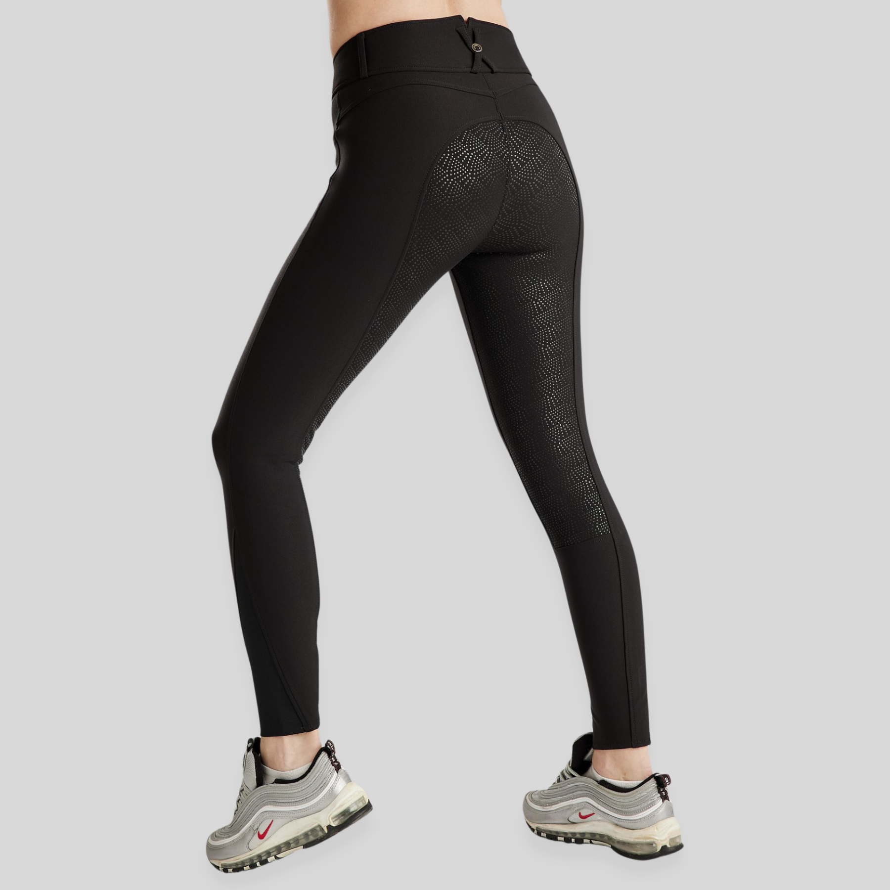 Montar Megan Yati Ladies Full Grip High Rise Breeches with Phone Pockets, Black Peony