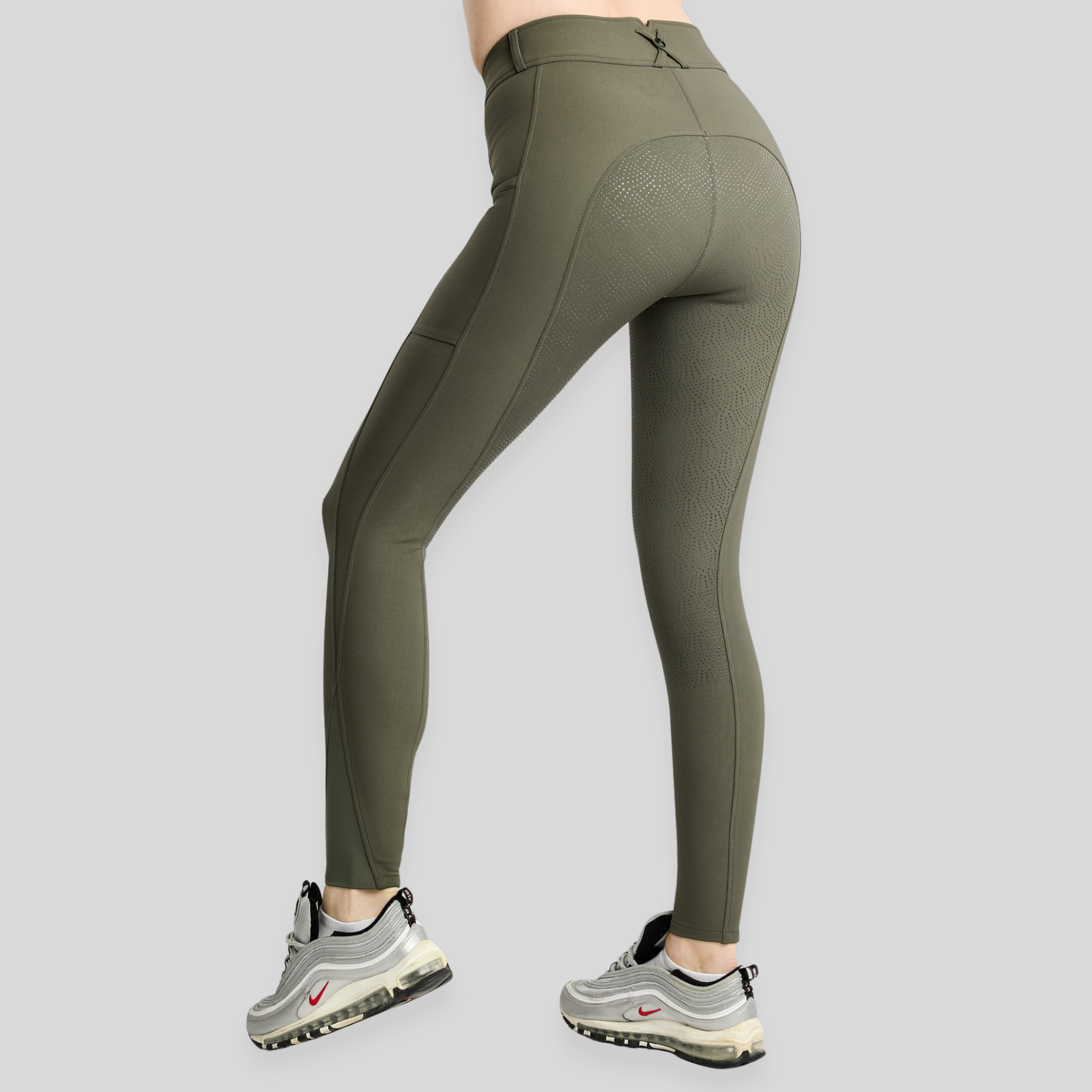 Montar Megan Yati Ladies Full Grip High Rise Breeches with Phone Pockets, Forest Green