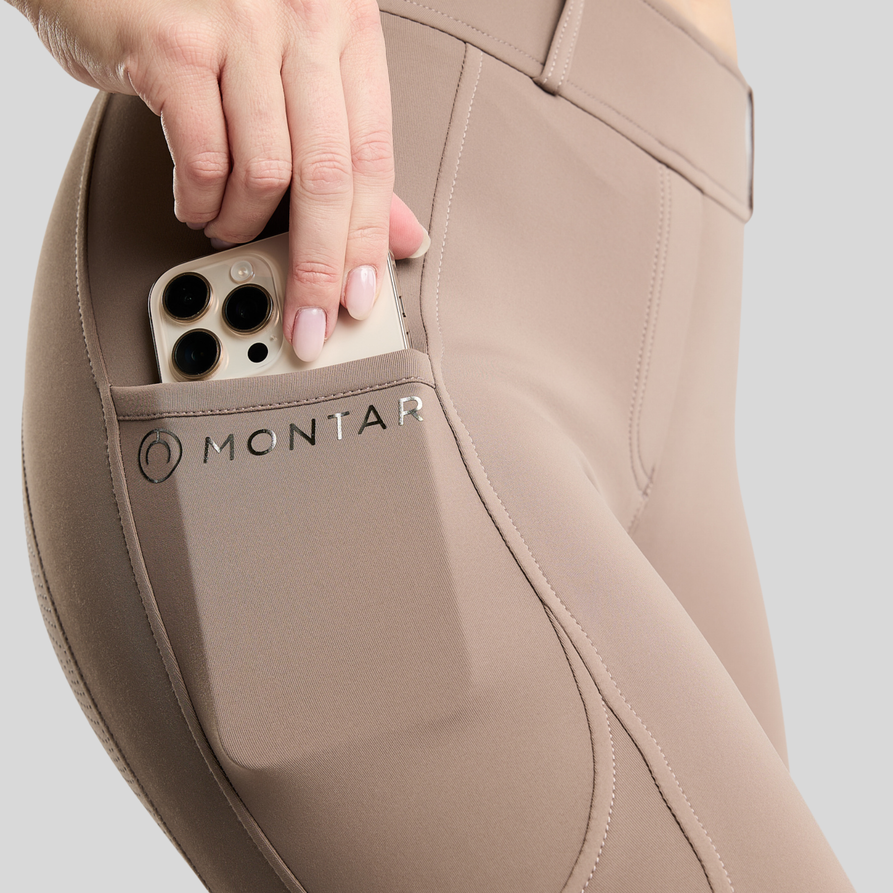 Montar MoAddie Ladies Hybrid Full Grip Pull-on Thermo Riding Leggings, Nougat Brown