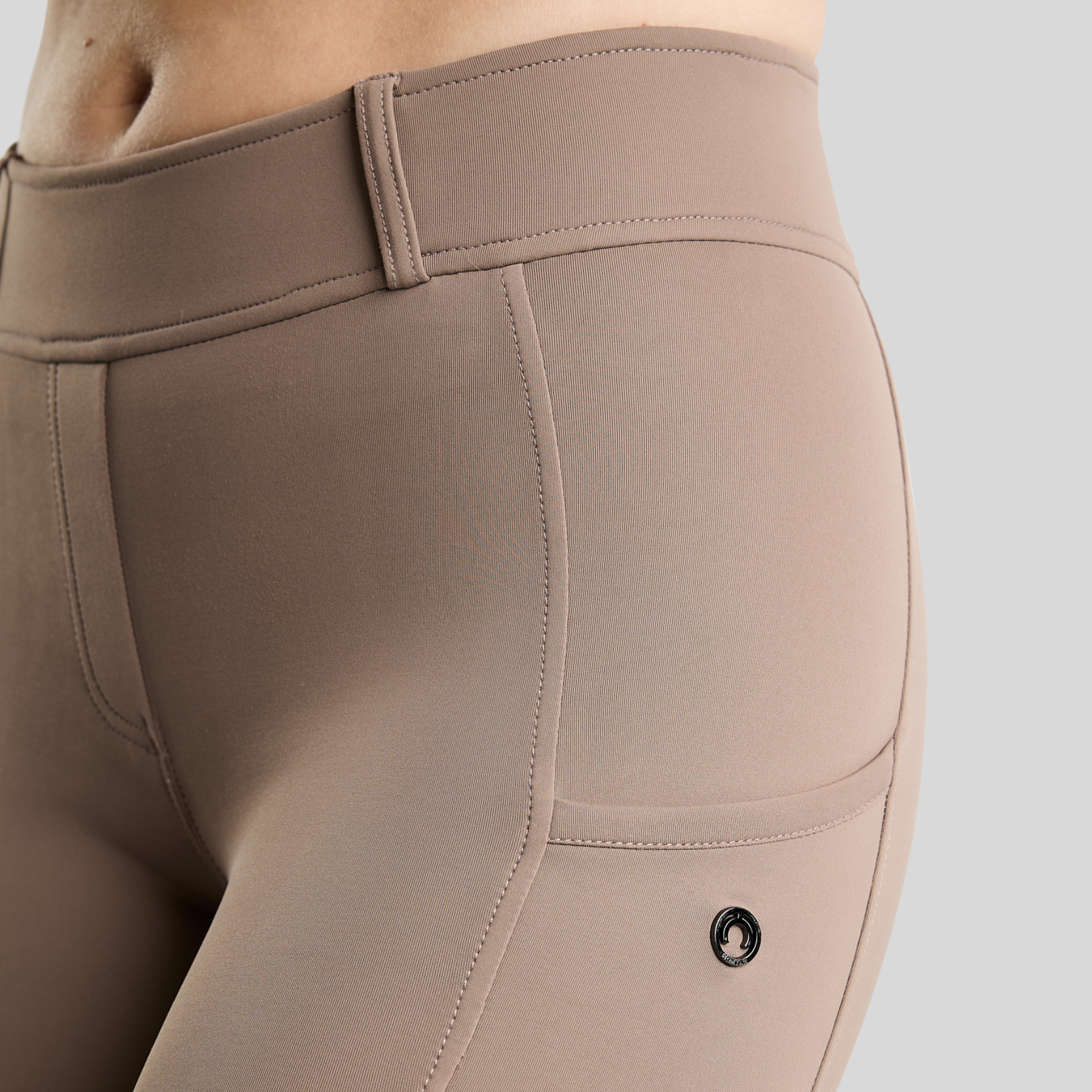Montar MoAddie Ladies Hybrid Full Grip Pull-on Thermo Riding Leggings, Nougat Brown