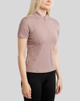 Montar MoDahne Short Sleeve Polo with Crystals and Lasercut, Blush