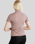 Montar MoDahne Short Sleeve Polo with Crystals and Lasercut, Blush