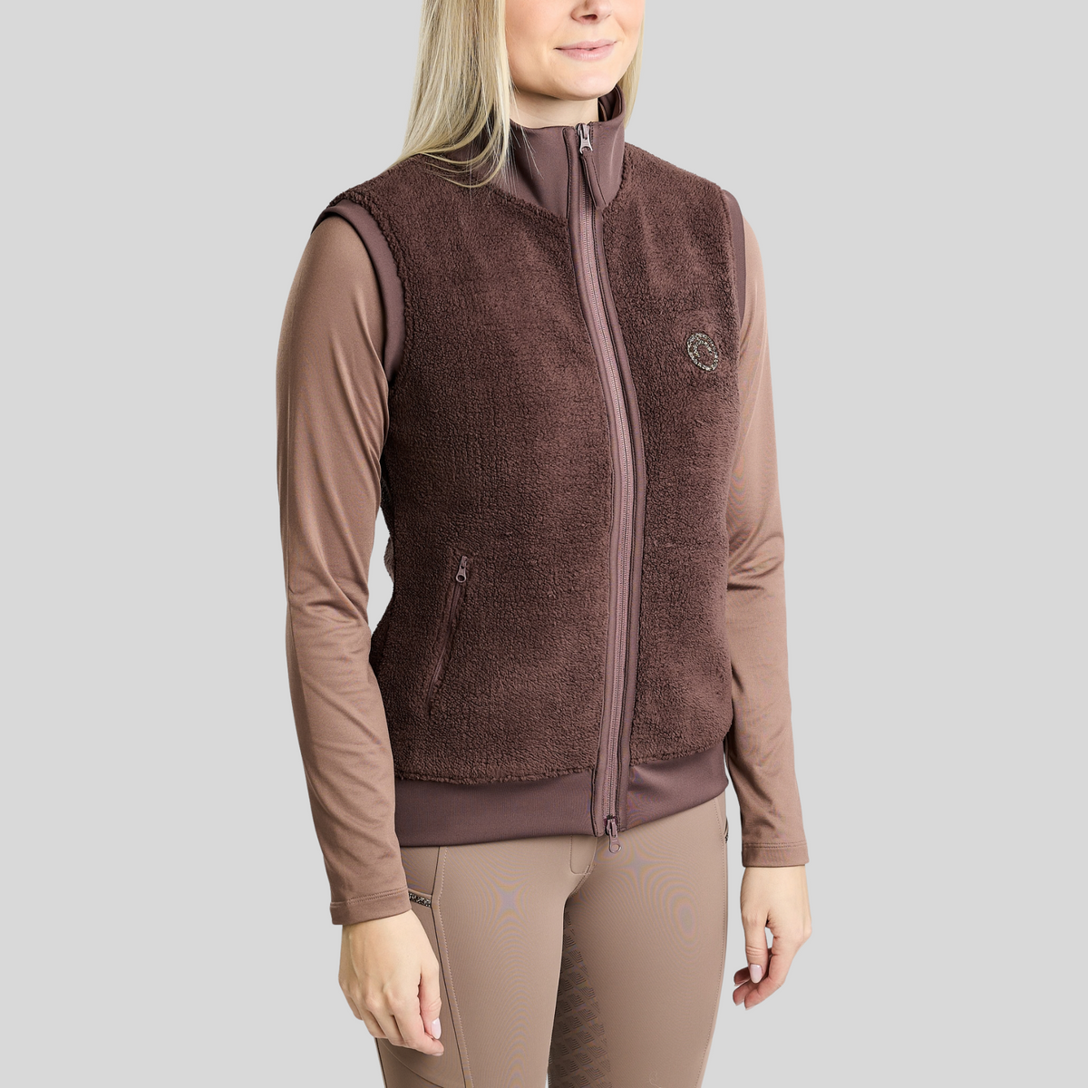 Montar MoEbba Ladies Full Zip Teddy Body Warmer, Black Peony