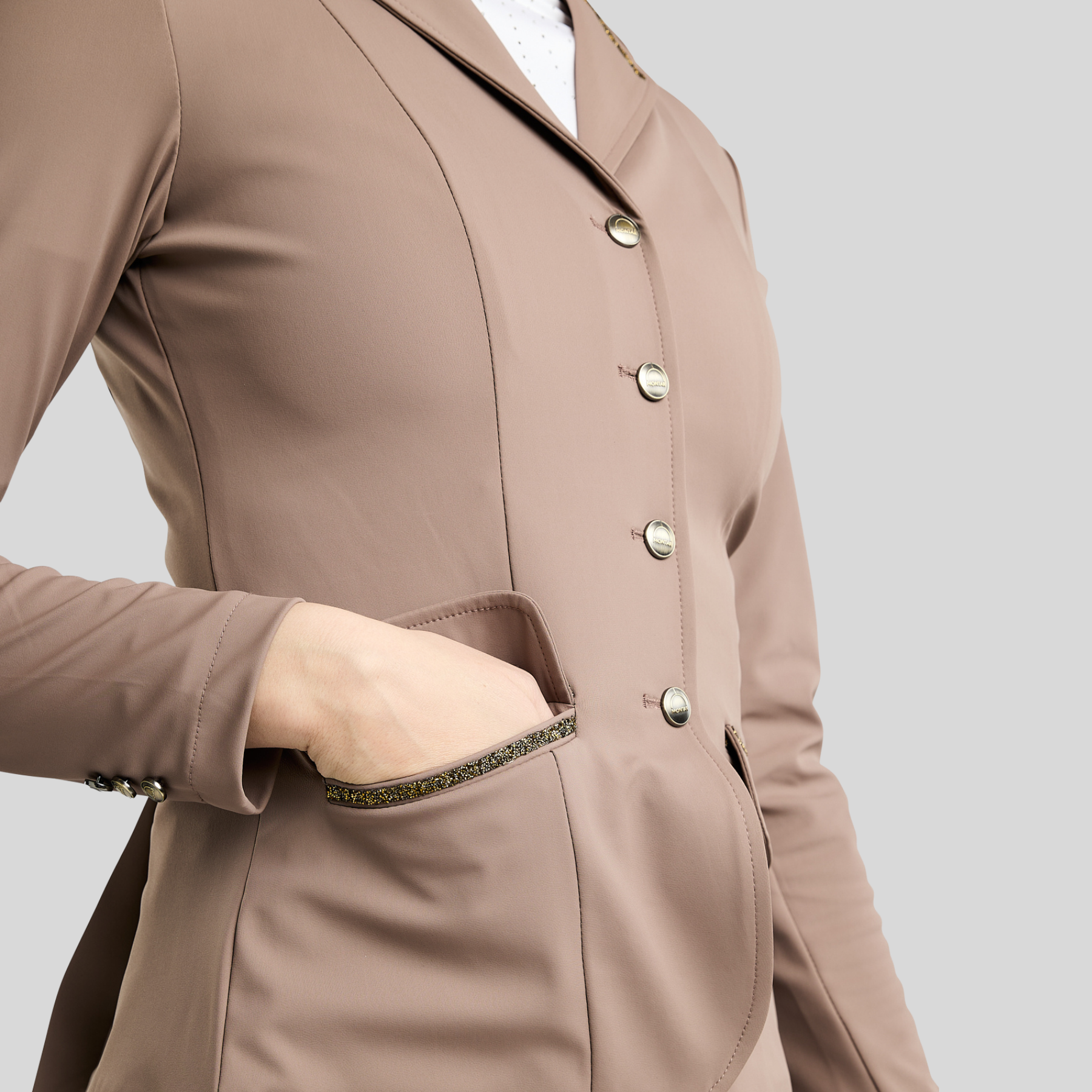 Montar MoEve Ladies Softshell Competition Jacket with Crystals, Nougat Brown